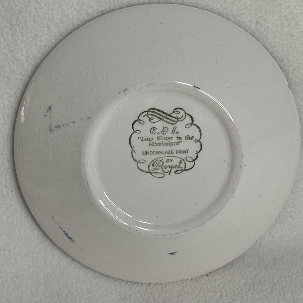 Currier & Ives 5 1/2" Royal China Blue White Riverboat Plate Low Water - Picture 4 of 7